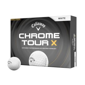 Callaway Chrome Tour X White - produktbild med förpackning och golfbollar