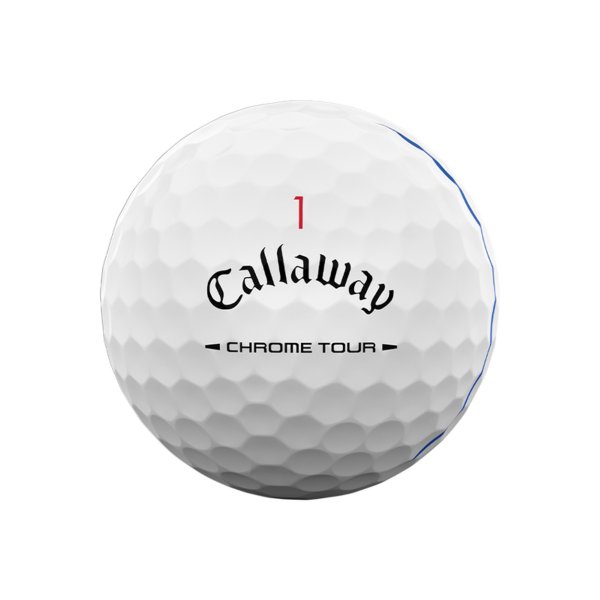 Callaway Chrome Tour Triple Track White - närbild av golfboll
